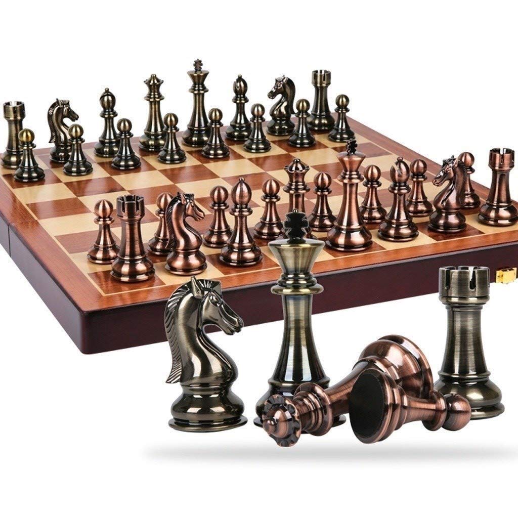 Buy Chess set Chess highend gift box set retro style metal bronze