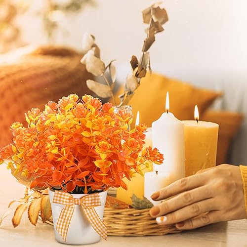 Miniatura 3 de Jexine Juego de 3 piezas de decoración de bandeja escalonada de otoño de Acción de Gracias, flores artificiales, mini decoración de plantas en