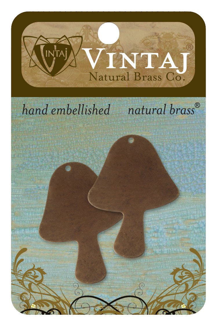 Vintaj 2-Piece Mushroom Blank Altered Blanks, 36 by 26.5mm