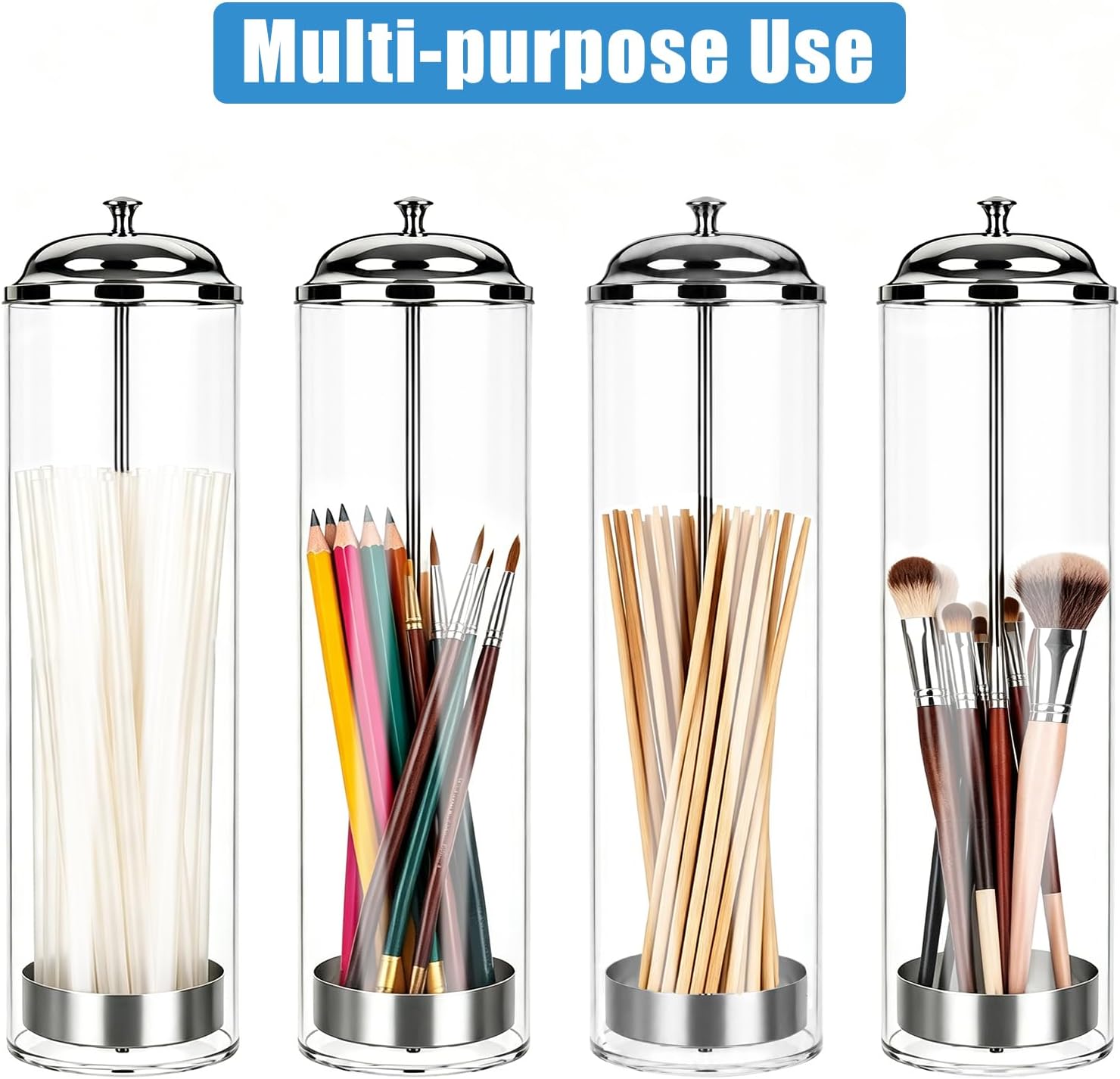 13.77 inch Straw Holder for Standard & Long Bended Size Drinking Straws,Straw Dispenser for Counter,Clear Drinking Organizer Container for Kitchen(Straws Include)