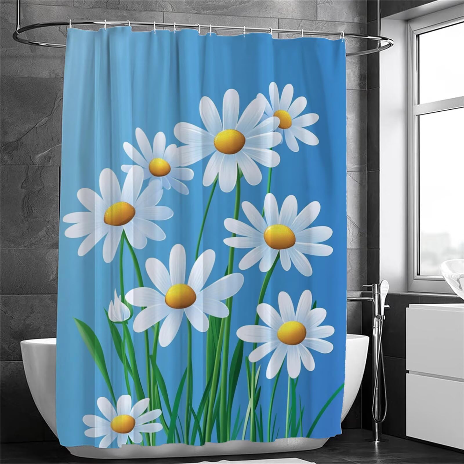 Zasłona prysznicowa 240 x 200 cm, wodoszczelna, odporna na pleśń, długa, niebieska, z obszyciem obciążającym i haczykiem, nadaje się do prania i szybkoschnąca, nadaje się do łazienki 3Y-561