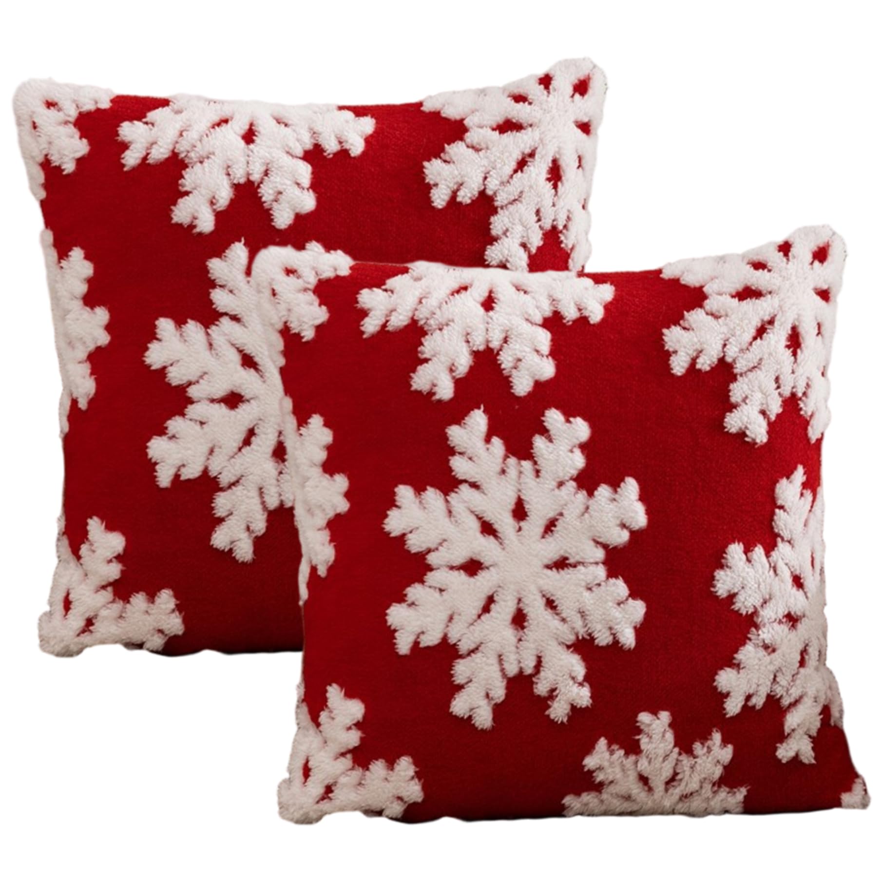 Ngbbby Red 18X18 2Pcs Snowflakes Soft Plush Throw Pillow Covers Christmas Decorations For Sofa Living Room Bedroom, Throw Pillow Cases