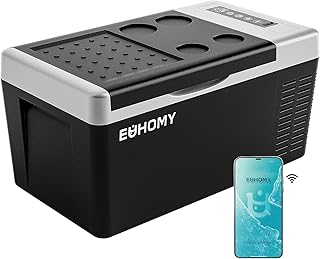 EUHOMY 18L Kompressor Kühlbox [-20℃~20℃] | 15-Min Schnellkühlung | APP Steuerung | 12/24V DC & 240V AC | 3-Stufen Batterieschutz | ECO/MAX Modi | <42dB Kompressor für Camping, Reisen, Boot
