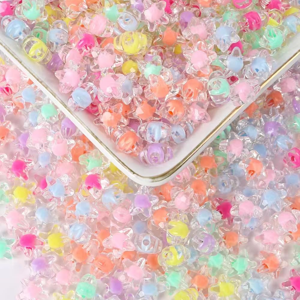 100PCS Transparent Star Beads for Bracelets,Cute Small Unique Colorful Acrylic Aesthetic Star Pony Beads for Jewelry Making with Holes,DIY Bracelet Charms Bead for Crafts - Image 4