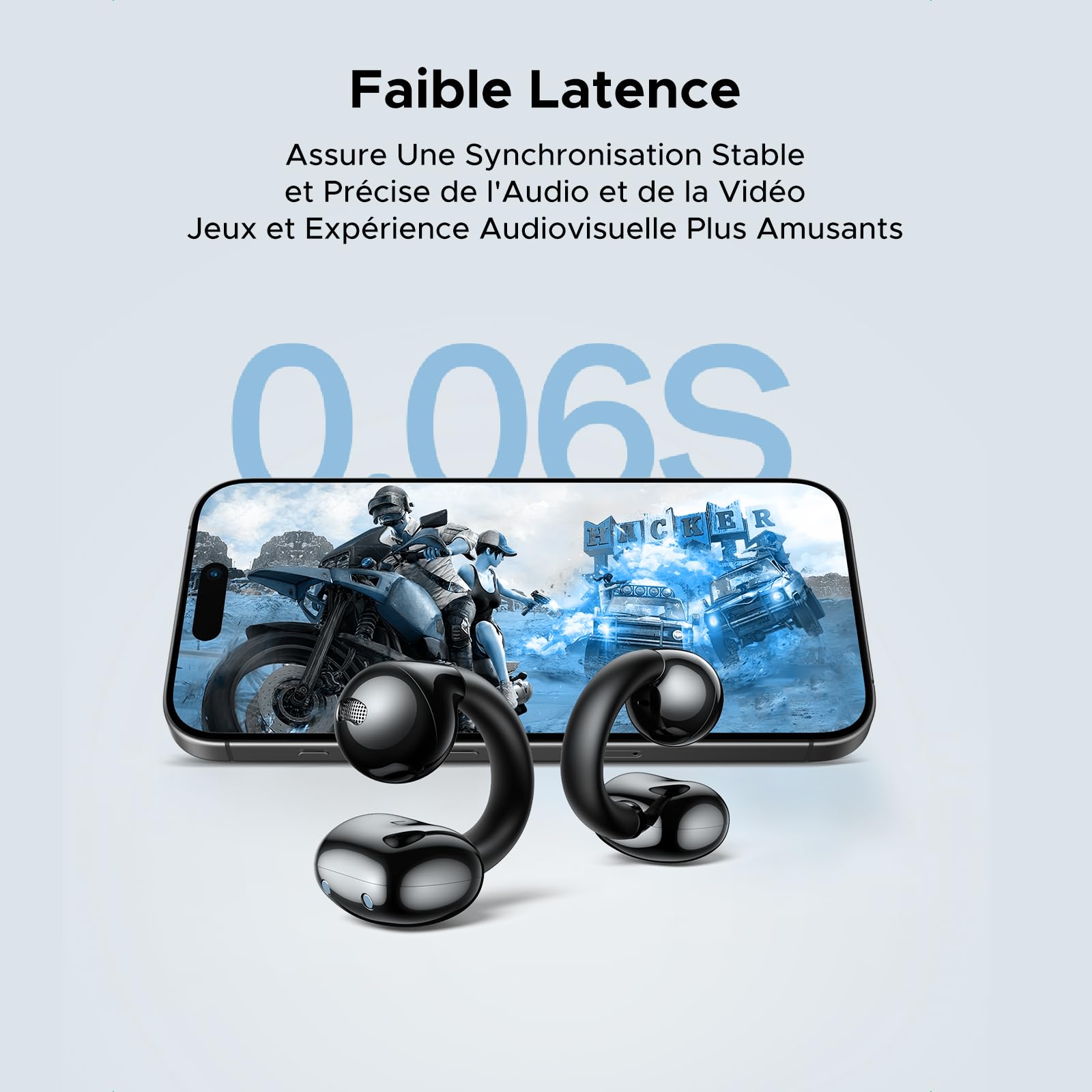 UGREEN HiTune S3 Écouteurs Bluetooth sans Fil Sport Écouteurs Clip Oreille Ouvert ENC DNN Antibruit Bluetooth 5.4 30H Autonomie USB C Charge Étanche à l'eau IPX5 pour Runing Cyclisme Noir