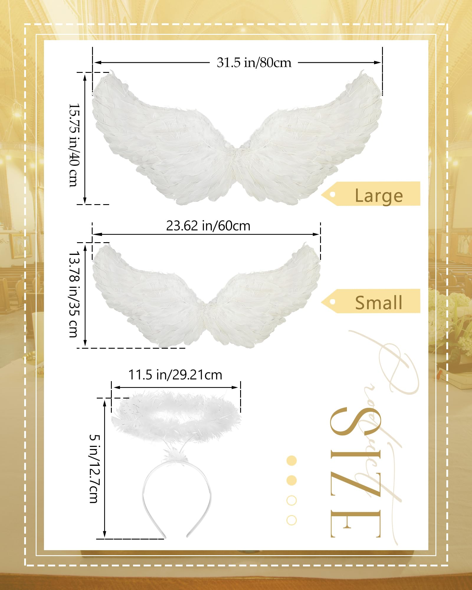 Toulite Engelskostüm für Damen und Mädchen, weißes Engelskleid mit Stirnband, weißer Flügel, Krippen-Kostüm für Weihnachten, 2 Größen