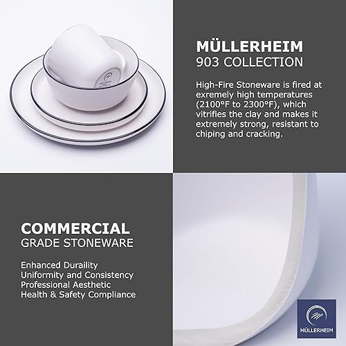 Vista 36 de MÜLLERHEIM 903 Minimalist Collection - Juego de vajilla de cerámica contemporánea de 16 piezas para 4, oliva griego, juegos de platos y cuencos