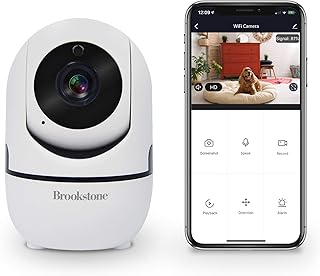 Tilt and Pan WiFi Camera, White - Smart Home Security System with Night Vision, Motion Detector, Audio Speaker, Android/iOS App, and Live HD Video Feed