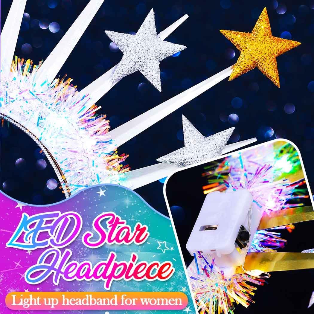 BARTOSI Light Up Star Headband LED Christmas Headbands Xmas Hairbands Holiday Hair Accessories for Women - Image 5
