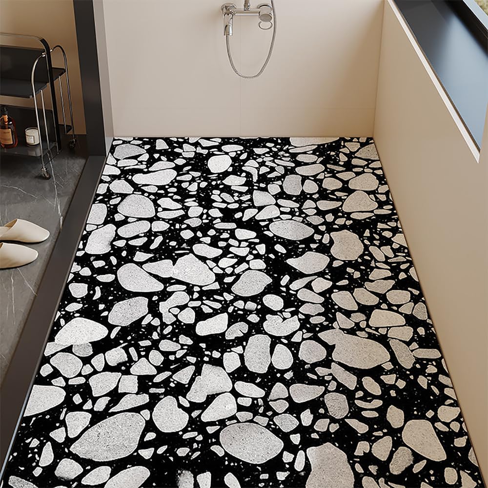 Alfombrilla de ducha antideslizante con orificio de drenaje, 50 x 80 cm, alfombrilla antideslizante para ducha, diseño de azulejos, suave y cómoda, de PVC, antideslizante, para duchas