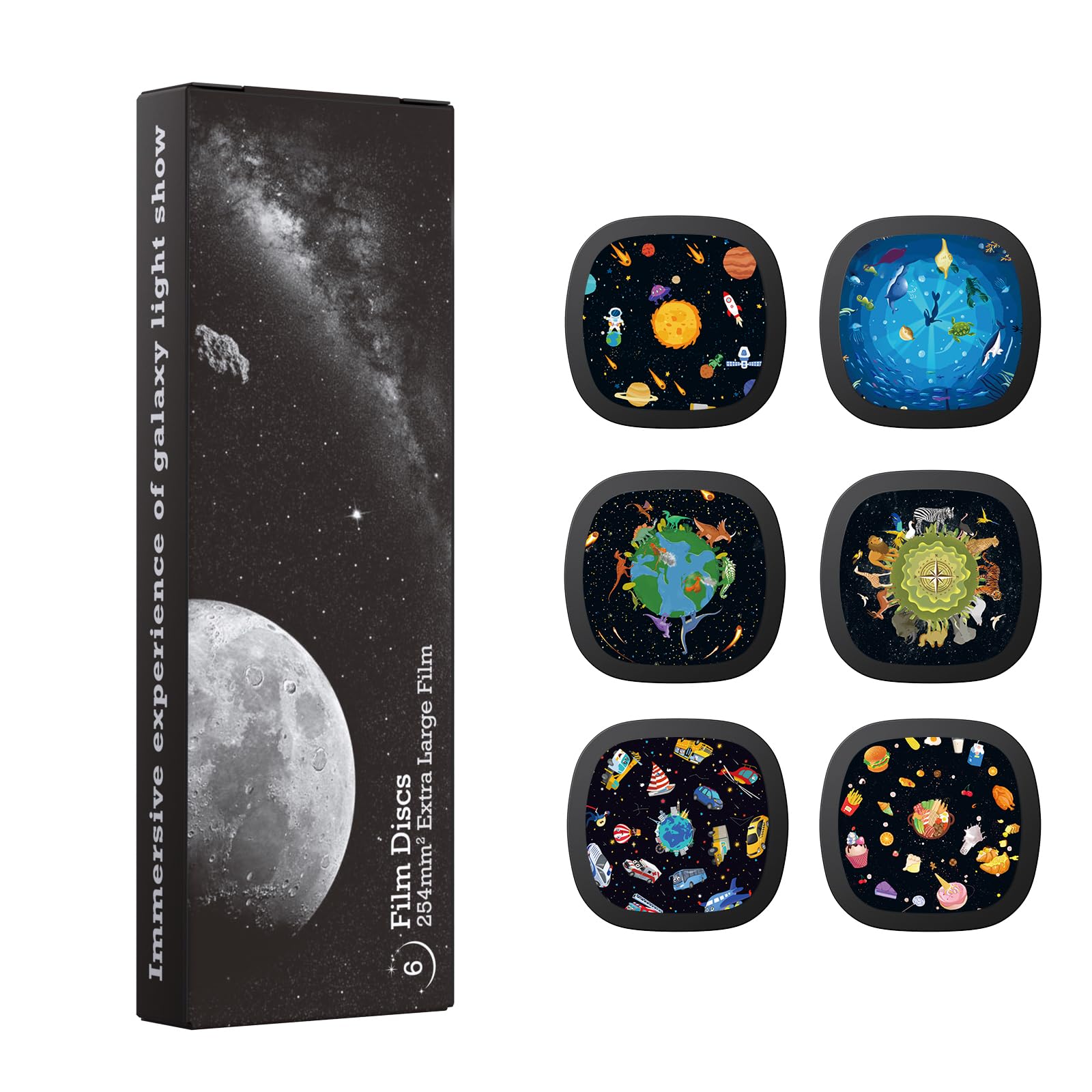 Galaxy Disque pour projecteur – Diapositive Ultra HD Compatible avec Le projecteur Ainael Galaxy et Les modèles SKE-TKQ01 & BL-DQY02 (Pro Version) – Lot de 6 disques (Kid)