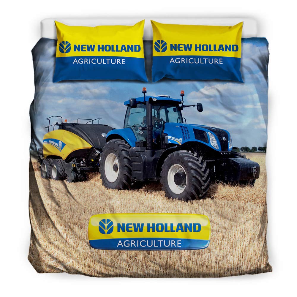 SUUKA Tractor-beddengoed voor kinderen, microvezel, dekbedovertrek kussensloop, 3D beddengoed, groene tractoren, beddengoedsets (A4, 135 x 200 cm 75 x 50 cm x 1