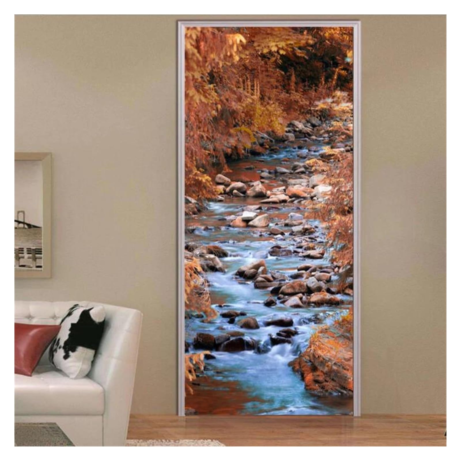 Stickers de porte cascade 77x200cm pour déco salon et cuisine