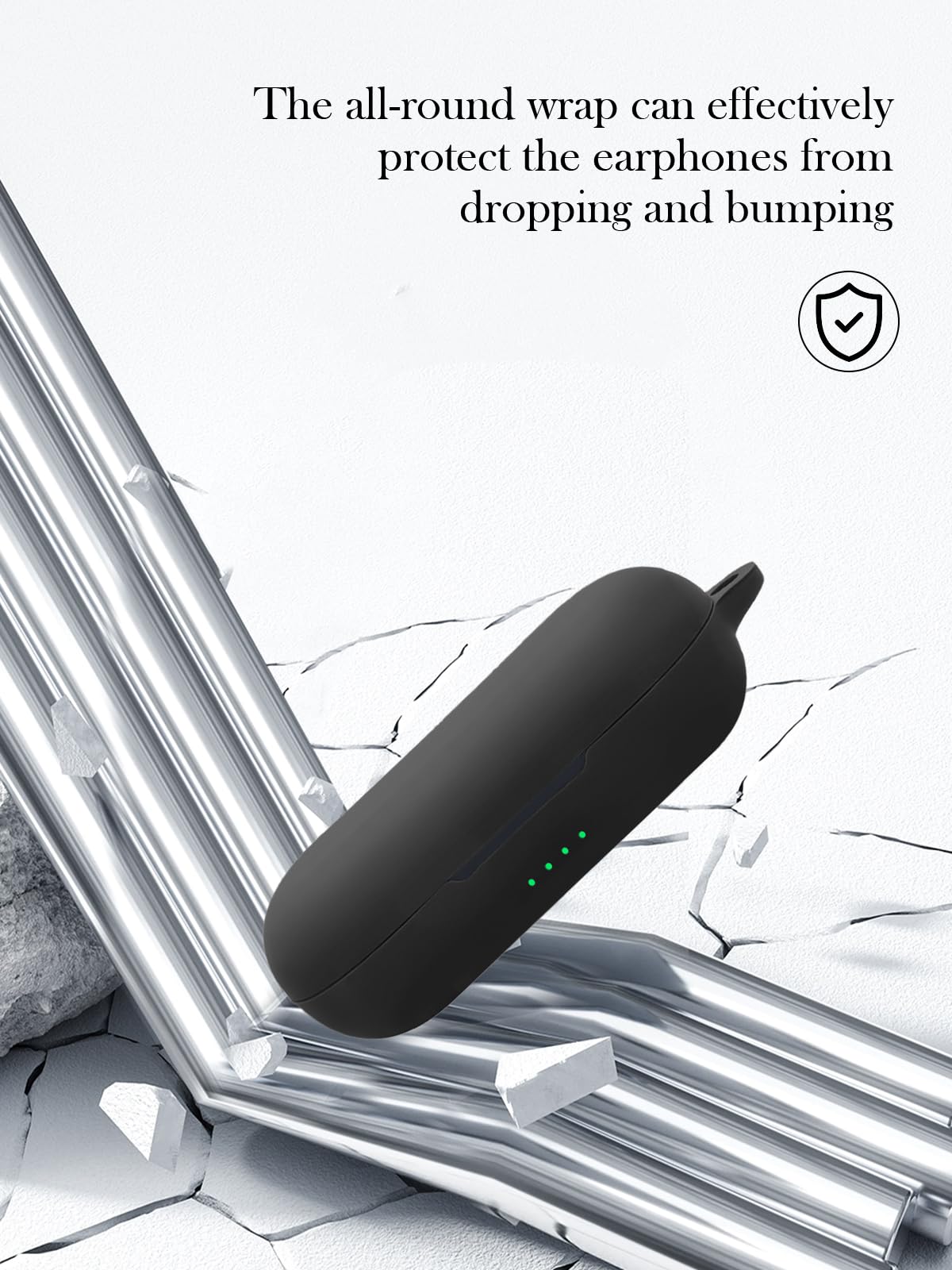 Raycon Schutzhülle für offene Raycon-Bluetooth-Kopfhörer, weicher Schutz, BOVUGAC Silikon-Schutzhülle mit Schlüsselanhänger, Reinigungsset und Umhängeband für offene Raycon-Ohrhörer, Schwarz