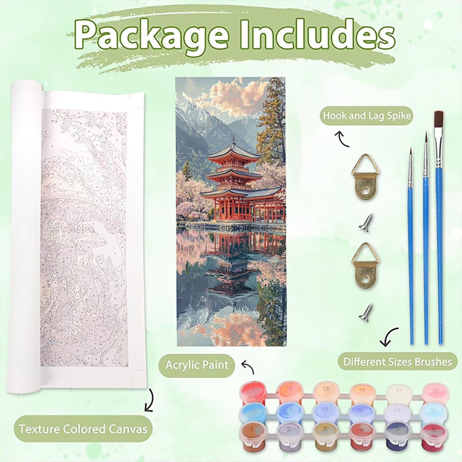 Malen Nach Zahlen 50x150cm Leinwand Dachboden Malen Nach Zahlen Erwachsene mit Ohne Rahmen, DIY Kreativ Set für Erwachsene mit Pinseln und Acrylfarbe, Zimmer Deko See Landschaft Geschenk, P0M-920