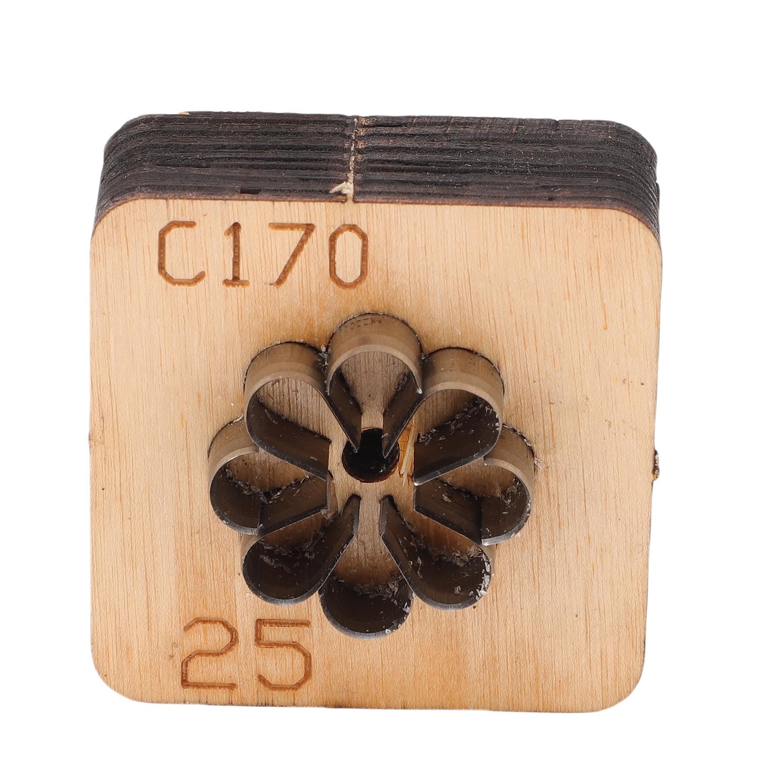 Pissente Fustella da Taglio a Fiore per Pelle in Acciaio Al Carbonio da 25 Mm, Stampo per Taglio Pelle con Base in Legno Massello, a Pressione Pulito, Forma a Fiore per Art