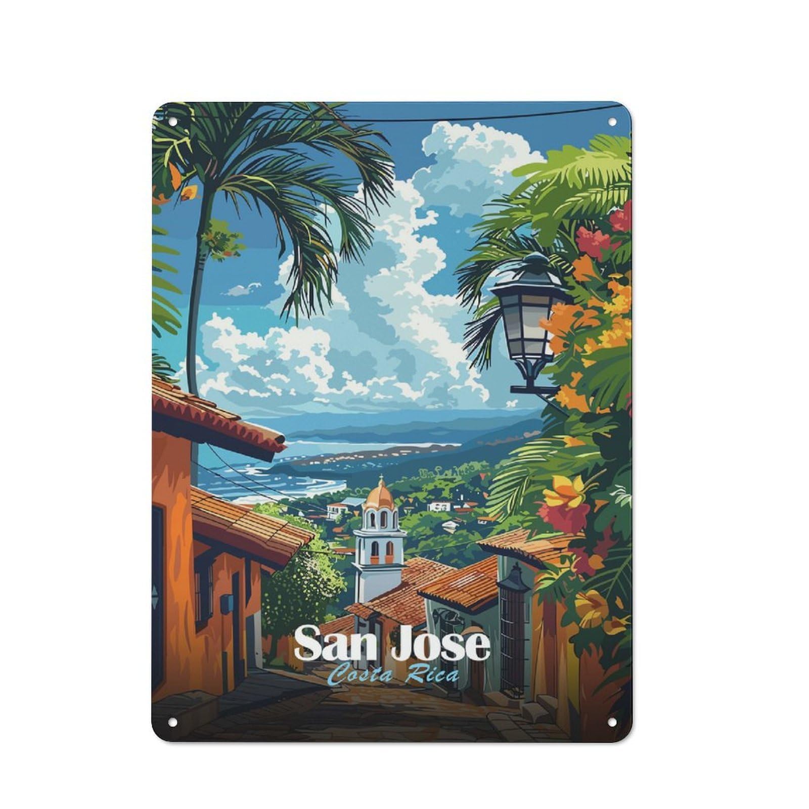 Junmoney Style-3 San Jose, Costa Rica Rustic Metal Wall Sign 40X30cm For Workshop Wall, Suited To Makers And Diy Enthusiasts