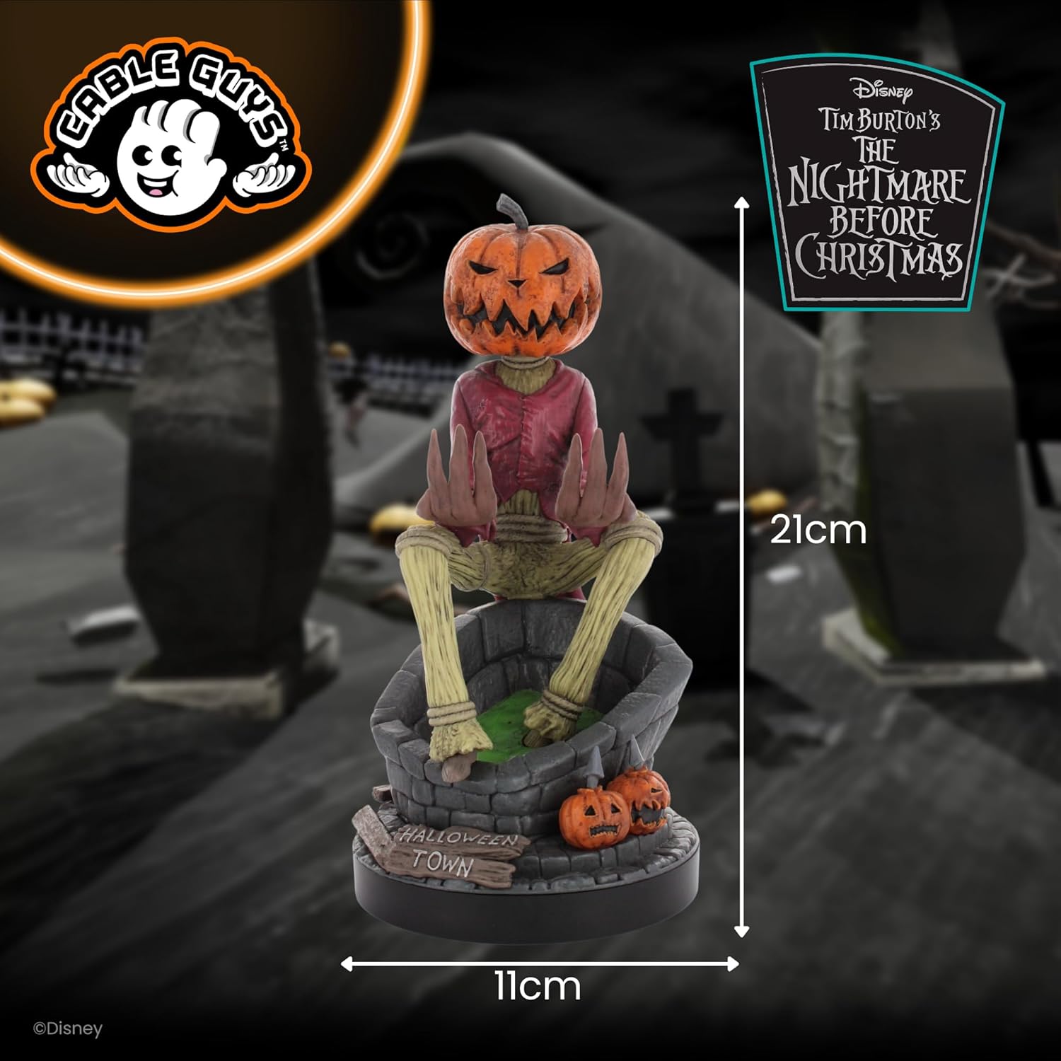 Cableguys The Nightmare Before Christmas Jack Pumpkin King Controller Holder & Phone Stand - Gaming Setup Accessories for Desk, Compatible with Xbox, PlayStation & Most Standard Game Controllers