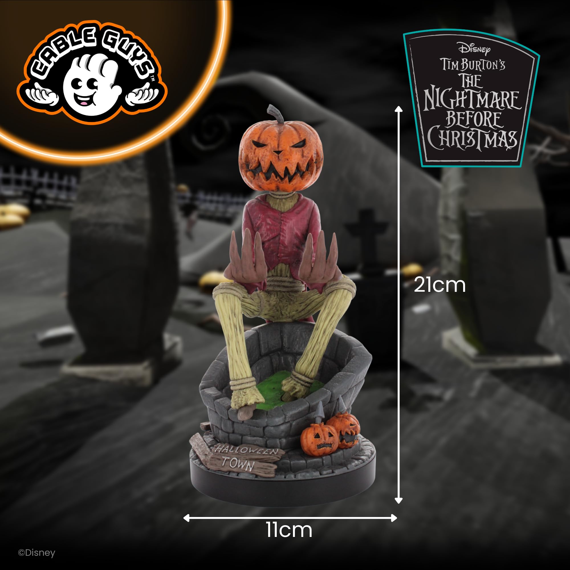 Cableguys The Nightmare Before Christmas Jack Pumpkin King Soporte Mando y Movil - Figuras Soporte para movil y Mando, Compatible con Xbox, PlayStation y la mayoría de mandos estándar