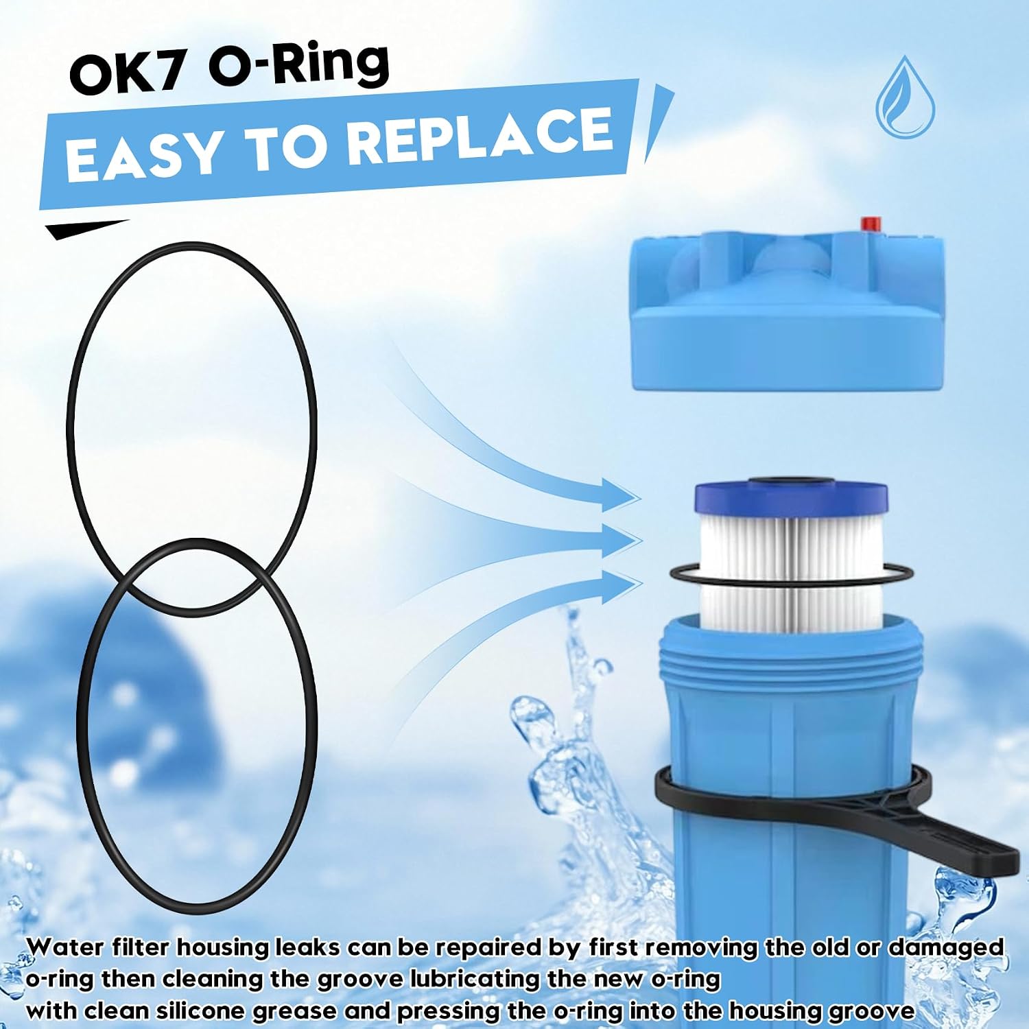 4 PackOK7 O-Ring Kit for OmniFilter BF6, BF7, BF7a, BF35, BF36, BF36C | High Quality Nitrile Rubber,Fits for Heavy Duty Big Blue Water Filter Housings