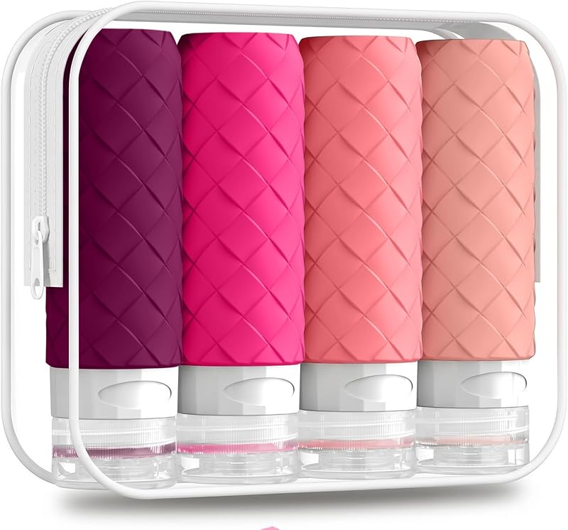 Frascos Recarregáveis de Silicone Silevoler para Viagem, 90 mL, Pacote com 4
