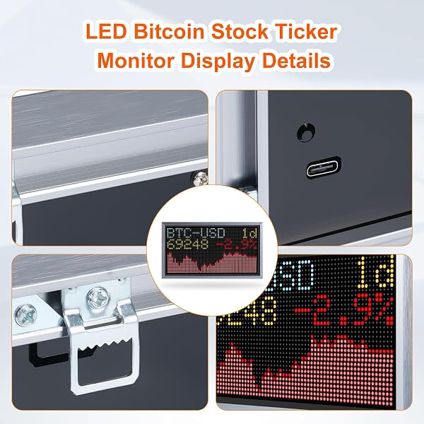AYWHP Écran LED Bitcoin pour affichage Crypto, horloge BTC, indicateur boursier et moniteur de cours, météo, heure - 3