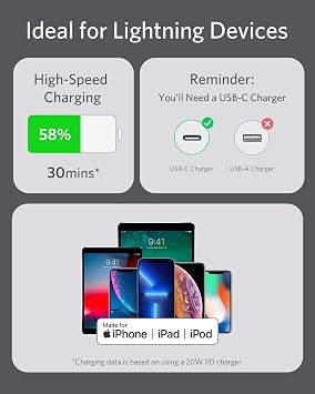 Anker PowerLine III Flow USB-C & Lightning Cable 3ft Midnight Black