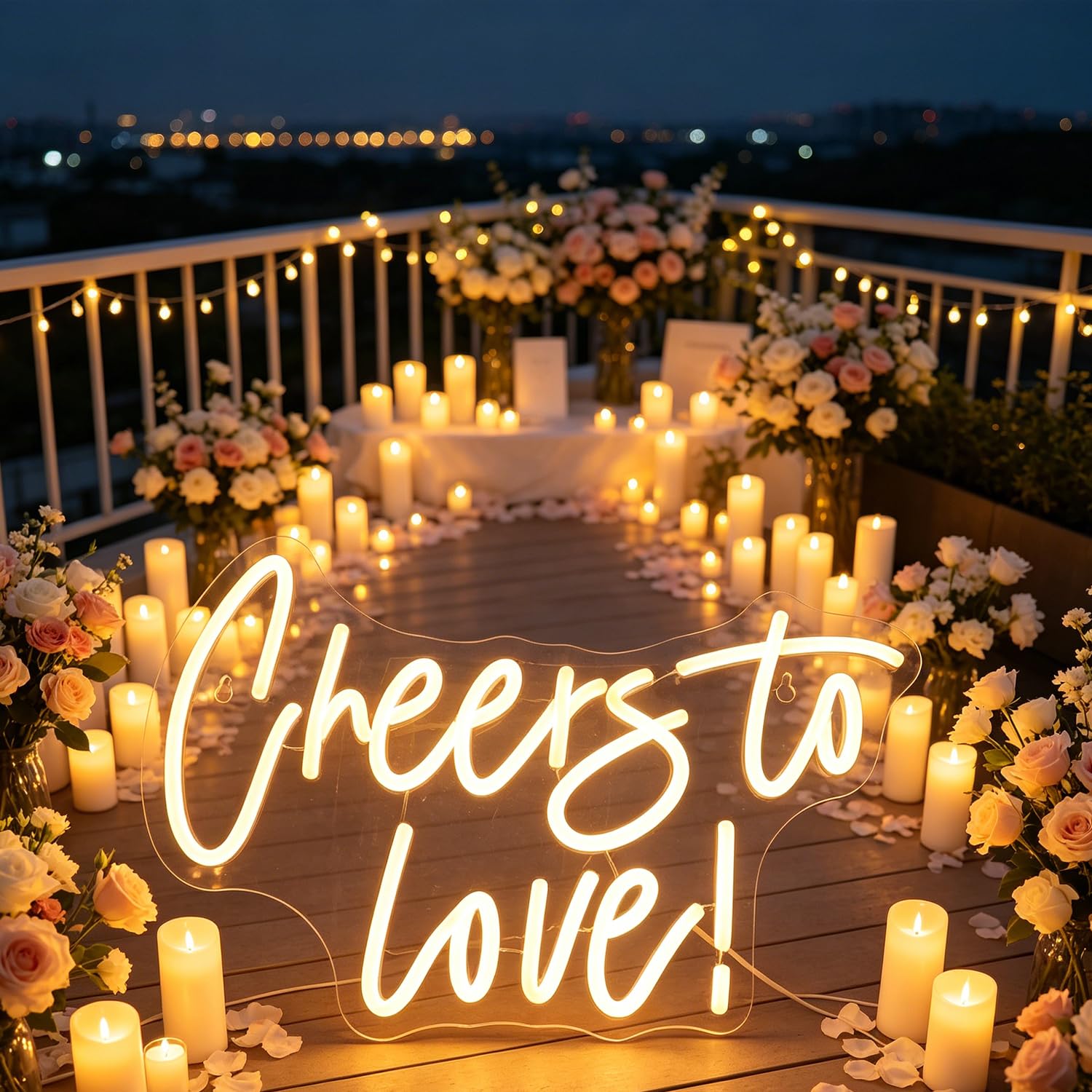 QiaoFei Insegna al neon con scritta "Cheers To Love", alimentata tramite USB, con interruttore dimmer, luci al neon per stanza, casa, bar, feste, finestre, soggiorno, decorazione da parete per