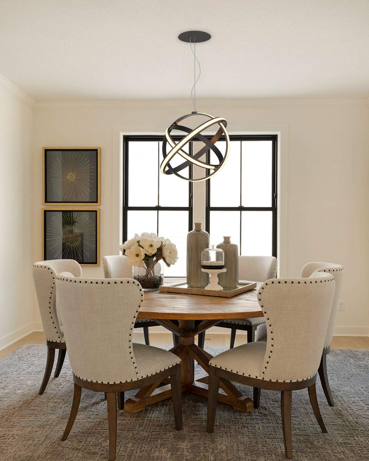 Uр Tо 40% оƒƒ FEMILA LED Pendant Light, 40W Modern Chandelier, Adjustable Hanging Light, 3000K Warm White, Oil Rubbed Bronze Finish for Dining Room, Living Room, Bedroom, 4FC26SL-H