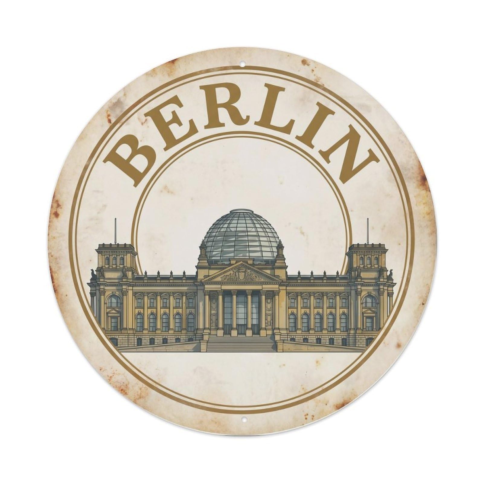 Vintage Travel Berlin Reichstag Cultural Metal Tin Sign Plaque