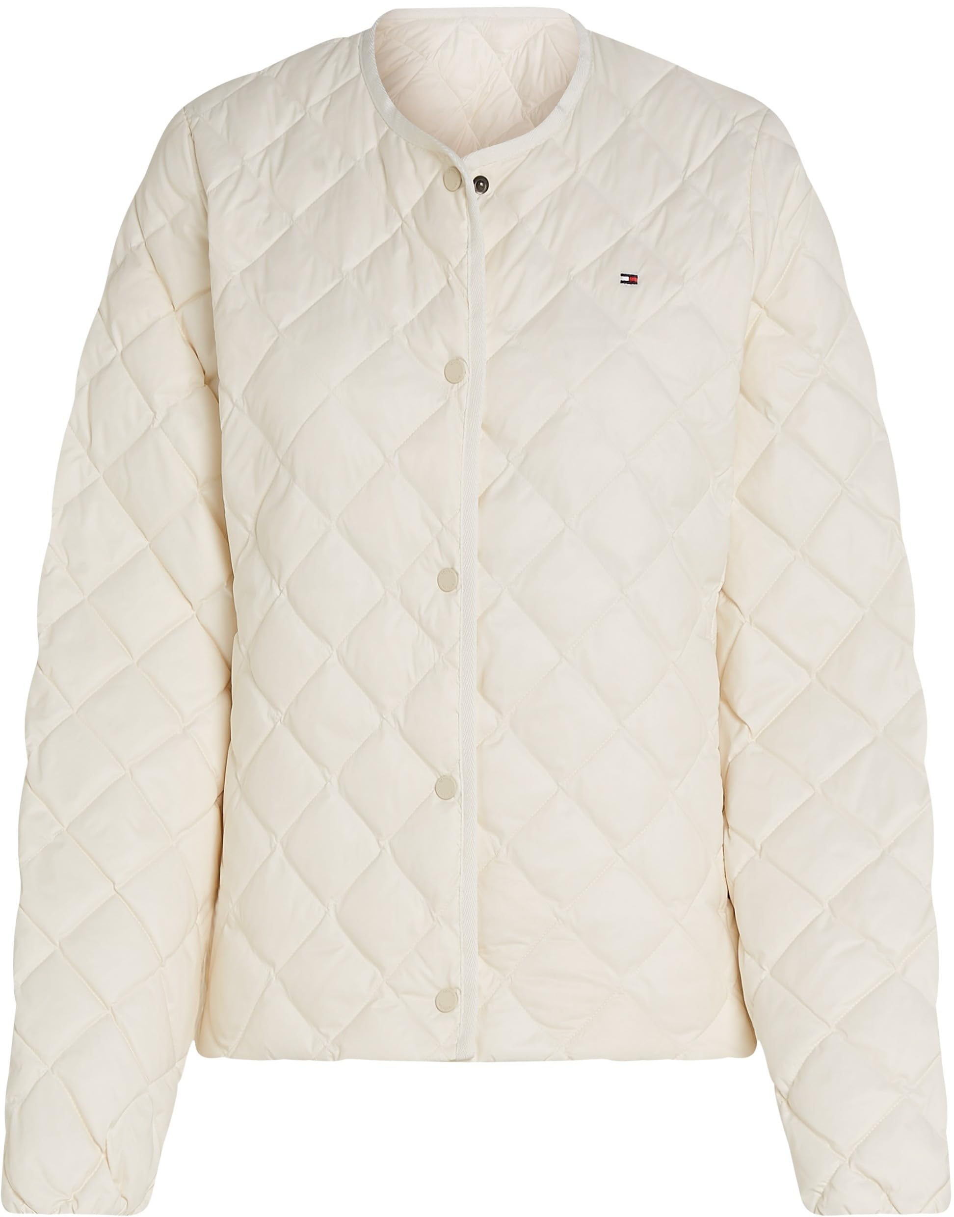 Tommy Hilfiger Donna Giacca Imbottita Quilted Collarless con Chiusura con Bottoni