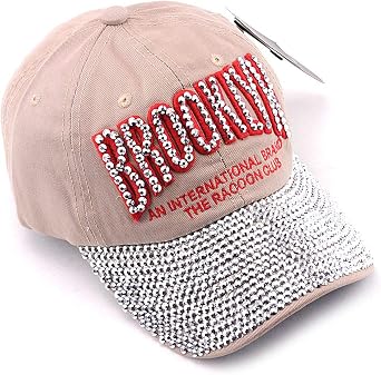 NYFASHION101 Embroidered Brooklyn Logo Curved Bill Rhinestone Studded Cap