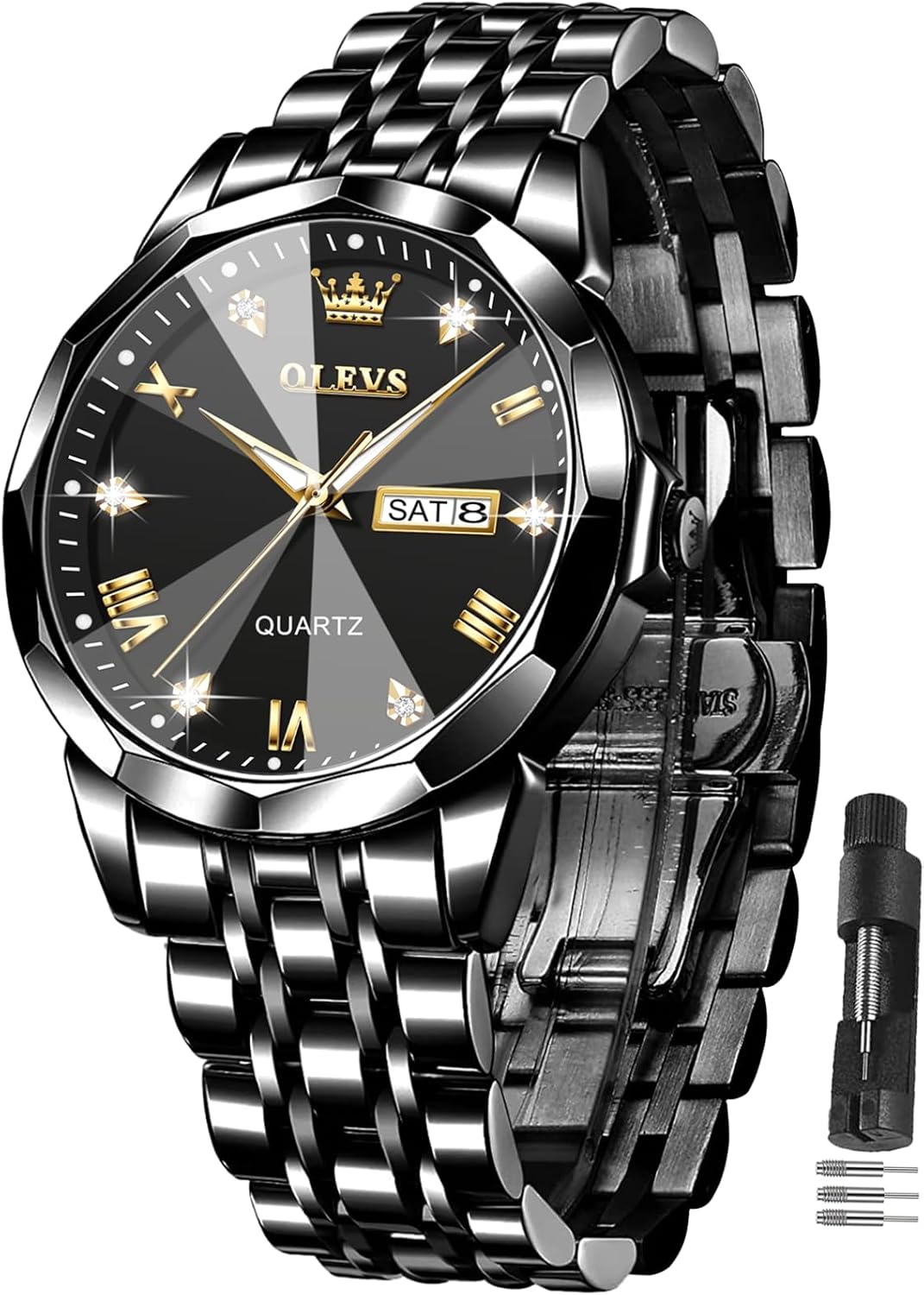 OLEVS Men’s Watch,Classic Silver Watches for Men, Waterproof