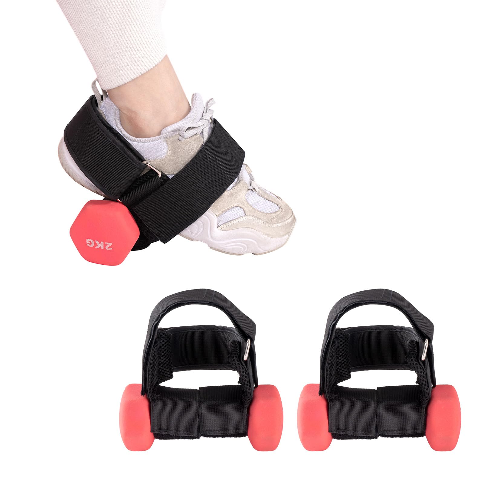 Cretosou 2PCS Tibialis Trainer Dumbbell Foot Attachment, Adjustable Ankle Weights Cable Kickback Ankle Strap, Gym Cable Attachment Or Strap Leg Muscles Strength Training Workout