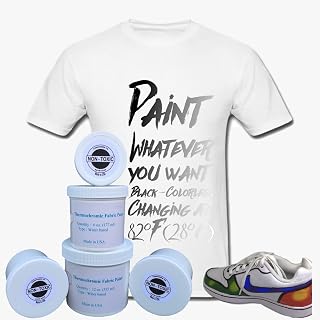 Color Changing Thermochromic Fabric Paint Body Heat Sensitive DIY Color Changing T-Shirts & Shoes Black-Colorless at 82F (28C)