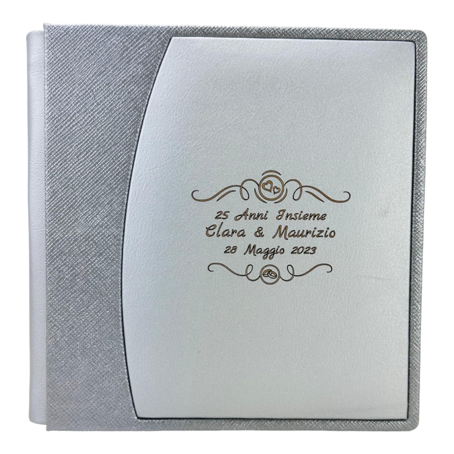 Album Fotografico Artigianale Giove Double - Similpelle Bianco/Macramè | Personalizzabile Con Incisione - Foto 8