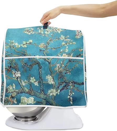 Miniatura 2 de Cubierta para mezclador de pintura al óleo de árbol de flores de almendro, a prueba de polvo, lavable, cubierta de mezclador con bolsillos para el