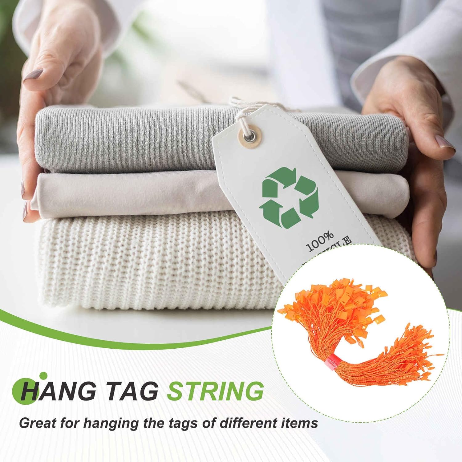 200pcs Polyester Hang Tag String (170mm / 6.7") - Plastic Snap Lock Pin Loop Price Tag Fastener Hook Ties, for Gifts Luggage Label Attachment Clothing, Orange