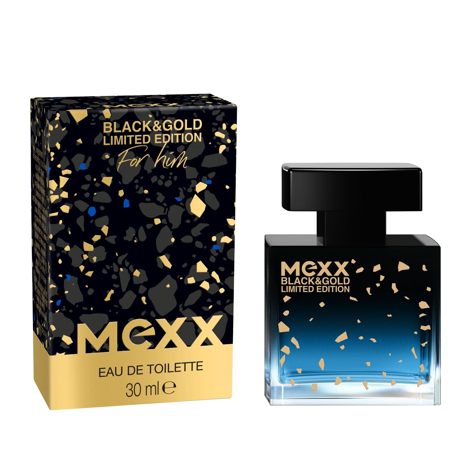 Mexx Black & Gold Limited Edition Man Eau de Toilette, holzig-fruchtiger Herrenduft, 30ml