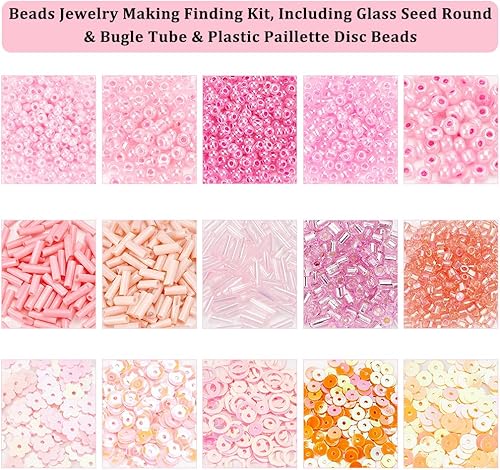 Miniatura 45 de NBEADS 15 colores 6/0 cuentas de semillas de vidrio, alrededor de 3000 cuentas redondas azules de poni de 0.15 pulgadas, cuentas sueltas para diseño