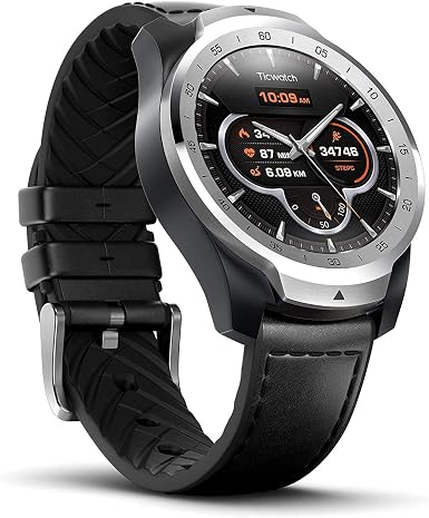 Ticwatch PRO Smartwatch con sensore di frequenza cardiaca (Android Wear,  GPS, Wear OS di Google, NFC) Orologio Sportivo Compatibile con Android e  iOS Display Multistrato e Cinturino in Pelle, Argento : Amazon.it: