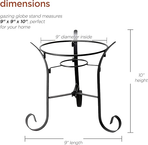 Miniatura 7 de Alpine Corporation Globo de observación de vidrio azul de 10 pulgadas de diámetro con soporte de hierro negro de 10 pulgadas de alto
