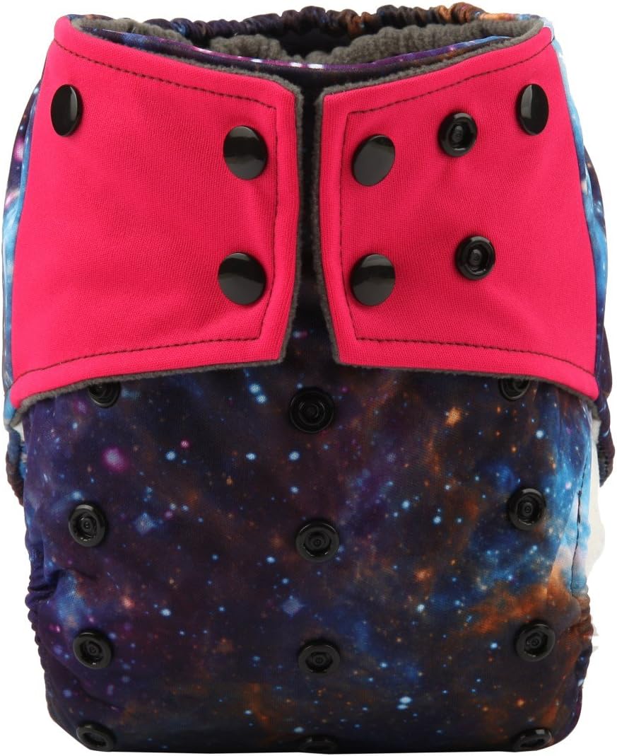 Sigzagor Baby Pocket Cloth Diaper Nappy Charcoal Bamboo Inner Double Gussets Reusable Washable 8lbs-36lbs for Girls (Solar System)
