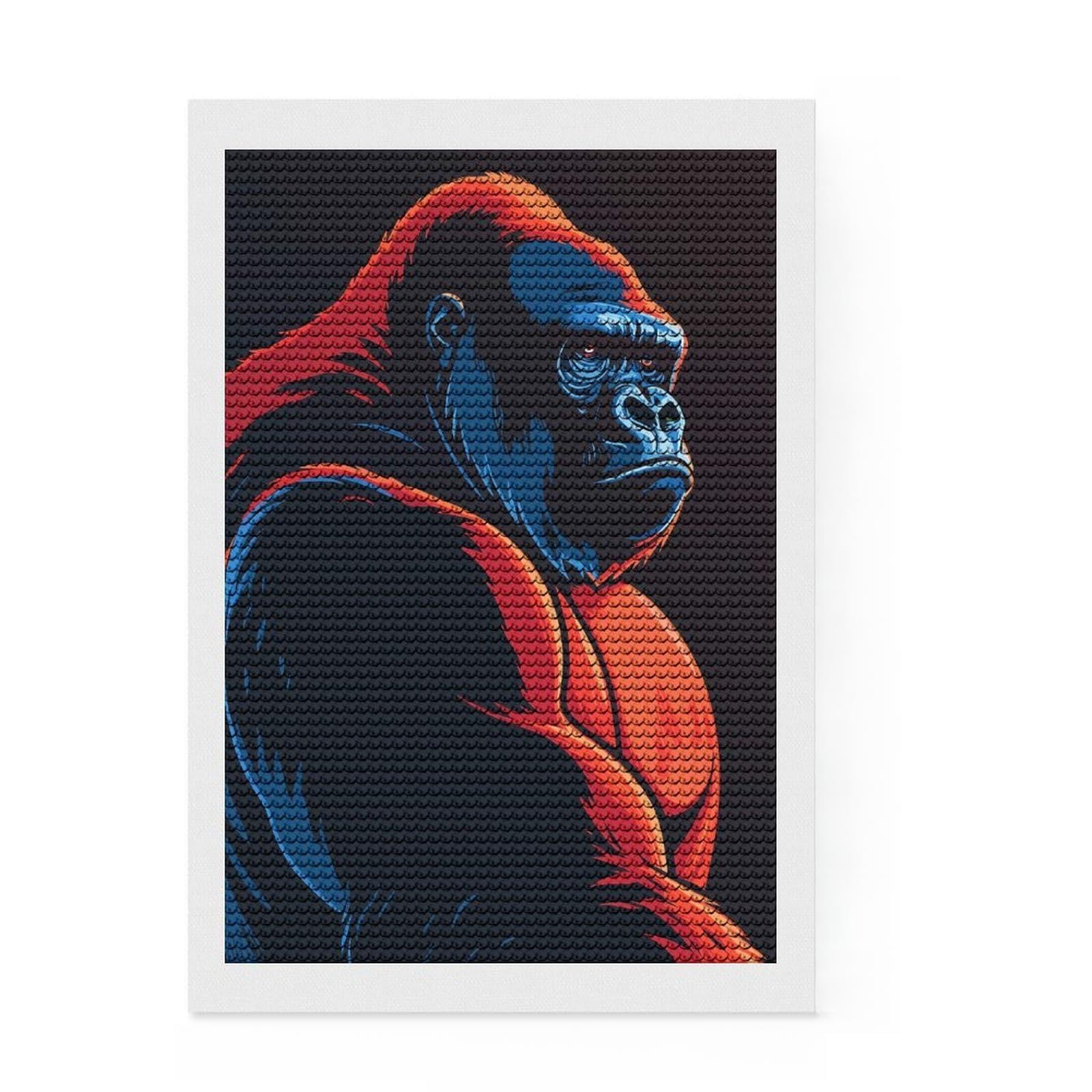 Junmoney Stylized Gorilla Portrait Diamond Painting Canvas Kit 8"x12", Christmas Gift, for Women, with Tool Kit, Relaxing Handmade Project