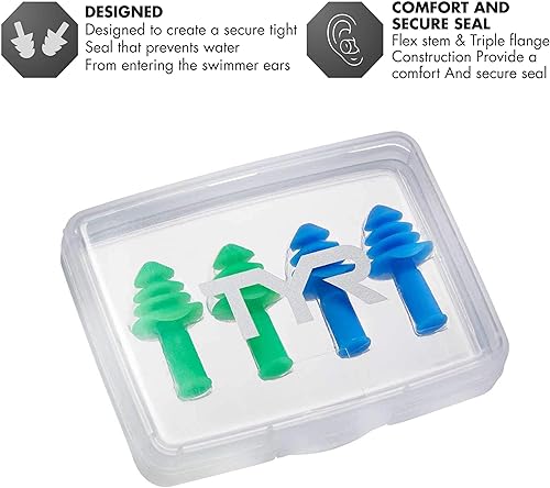 Miniatura 2 de TYR Ergo Flex Ear Plugs-4pk Equipo de natación, azulverde, todos