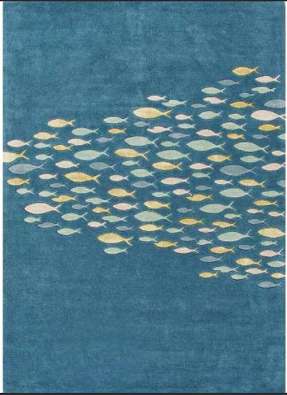 Costal Fish Blue Color 2.6' X 9' Feet Handmade Tufted Cut & Modern Style 100% Woollen Area Rug/Carpet