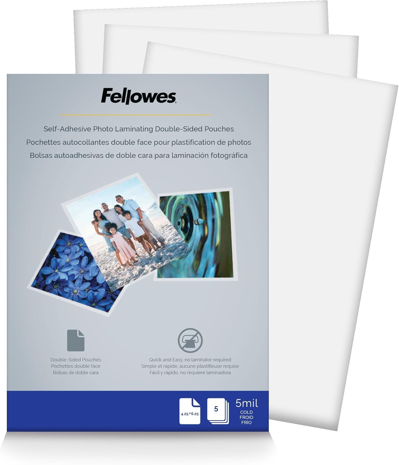 Fellowes Laminating Photo Pouches, 4 x 6 Inches, 3 mil, 25 Pack (3525201)