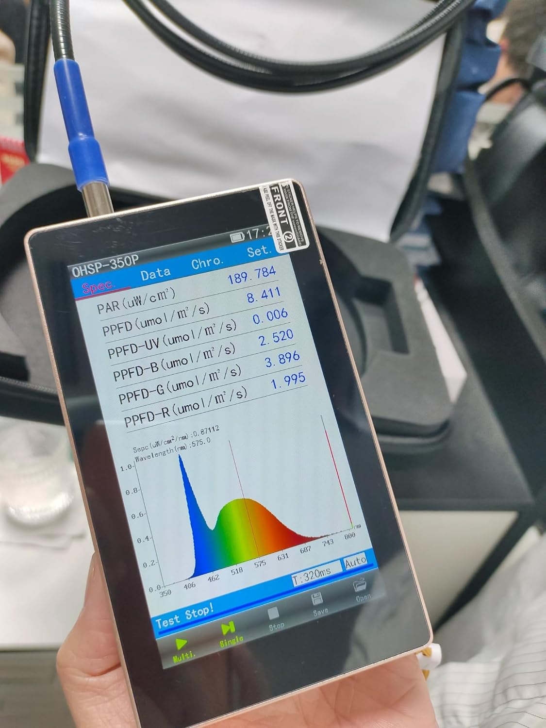 OHSP350P Spectrometer Light Meter - 5" LCD, Accurate PAR, PPFD Analysis for Agriculture, Greenhouse Management - for LED, Natural Light, Sunlight Monitoring and Hydroponics