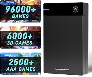Kinhank 12TB Retro Gaming Hard Drive with 96000+ Classic Games, Compatible with 400+ Emulators, 6000+3D Games, Portable Ga...