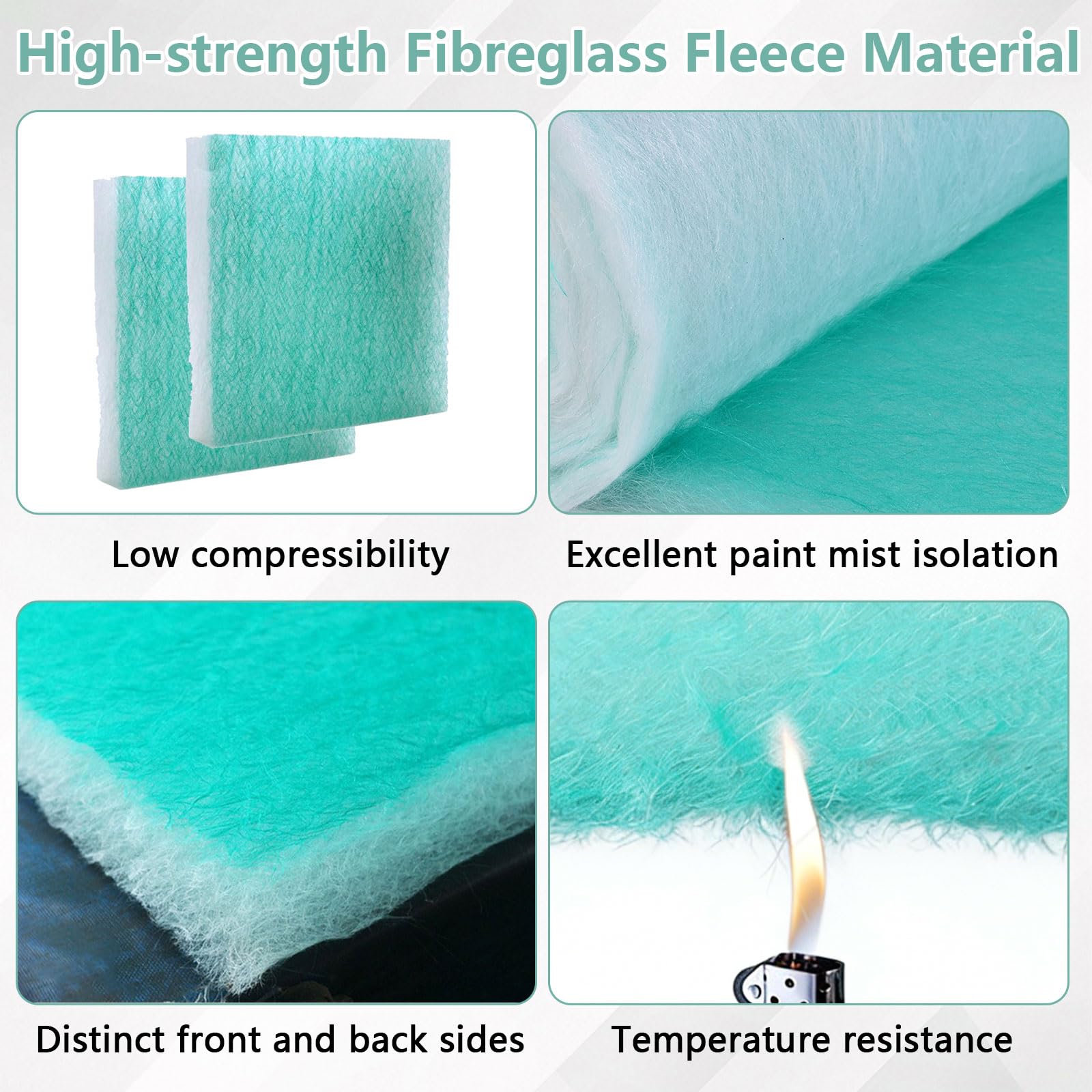 Lackierkabinen Farbnebel-Filterrolle aus Glasfaser 0,8m x 20m x 80mm Hochleistung Glasfaserfiltermatte Abluftfilter